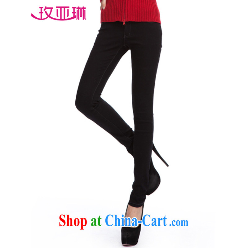 By Lin in the spring and autumn 2015 the Korean version of the greater, the lint-free cloth high-solid jeans pants girls MY 2011 black the lint-free cloth, XXL, of the Lin, and shopping on the Internet