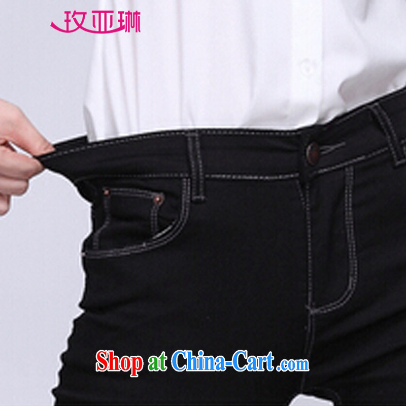 By Lin in the spring and autumn 2015 the Korean version of the greater, the lint-free cloth high-solid jeans pants girls MY 2011 black the lint-free cloth, XXL, of the Lin, and shopping on the Internet