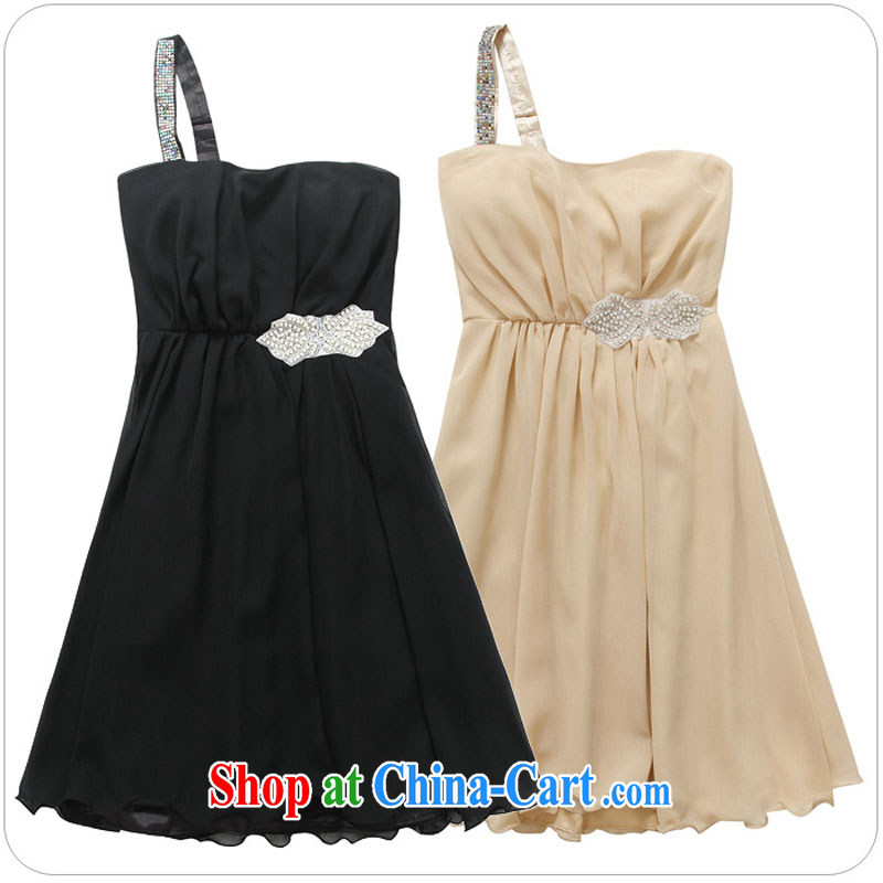 Constitution Yi Korean XL girls 2015 new stylish appointments Click shoulder sexy light drill single shoulder dress mm thick skirt in focus banquet dress black 3 XL 160 - 180 jack, constitution and clothing, and shopping on the Internet
