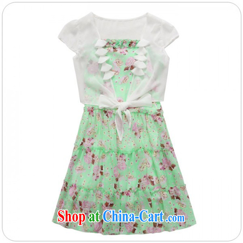 Constitution Yi Korean style women's clothing 2015 summer thick sister refreshing snow woven floral strap with shoulder mask the ventricular hypertrophy is really two-piece dress in Beach Resort dresses green 3 XL 160 - 180 jack, constitution, and, shopping on the Internet
