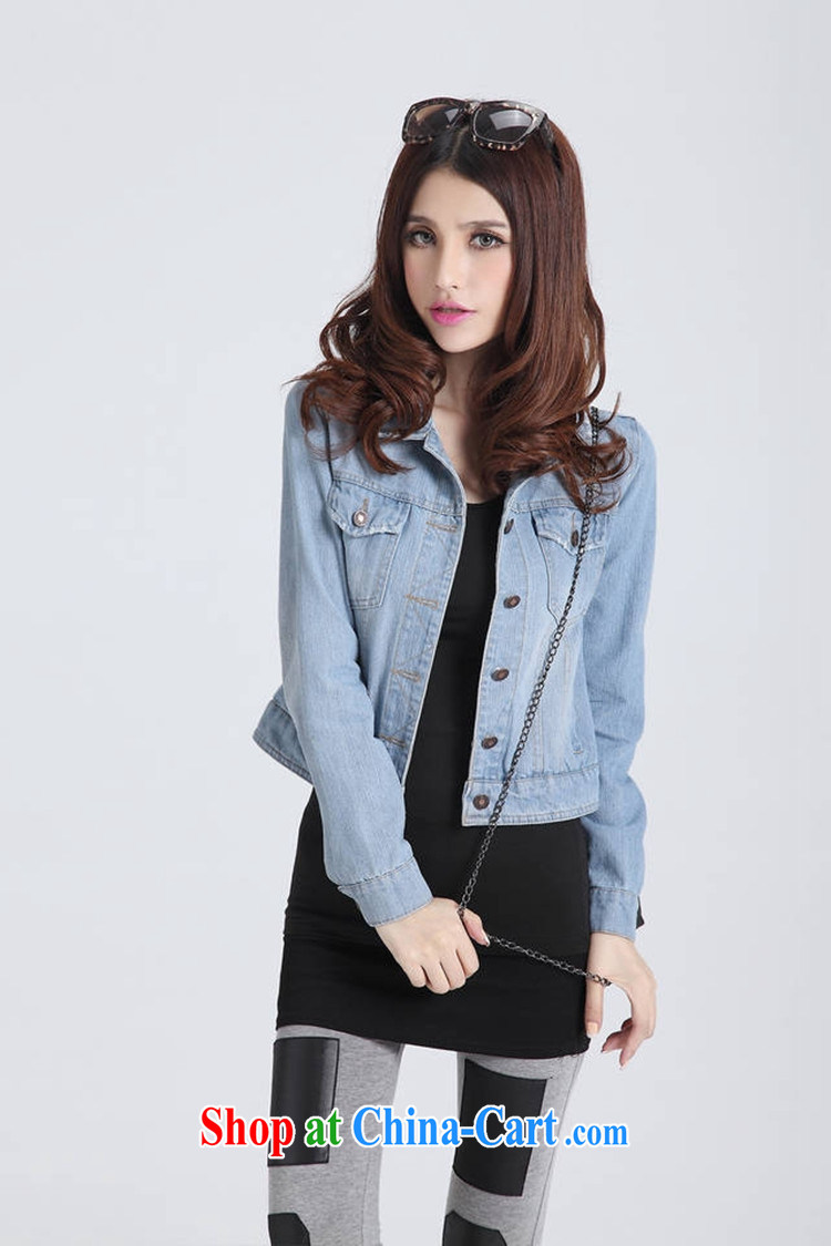 Package e-mail delivery 2015 spring new Korean version the ventricular hypertrophy, denim jacket graphics thin short, long-sleeved shawl small jacket thick mm maximum code denim shirt light blue 4 XL pictures, price, brand platters! Elections are good character, the national distribution, so why buy now enjoy more preferential! Health