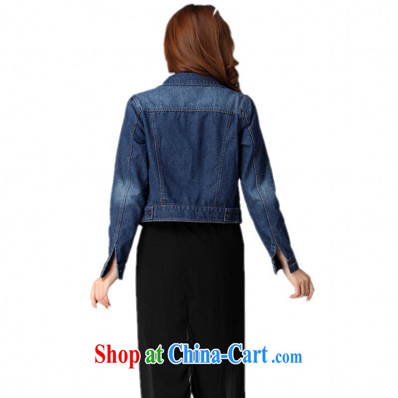 Package e-mail delivery 2015 spring new Korean version the ventricular hypertrophy, denim jacket graphics thin short, long-sleeved shawl small jacket thick mm maximum code denim shirt light blue 4 XL, land is still the coat, and shopping on the Internet