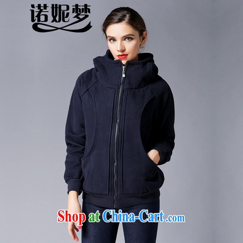 Connie's dream 2015 spring new and indeed increase, Female European and American high-end thick mm lint-free cloth and thick cap sweater girls jacket, s 1600 royal blue XXXL