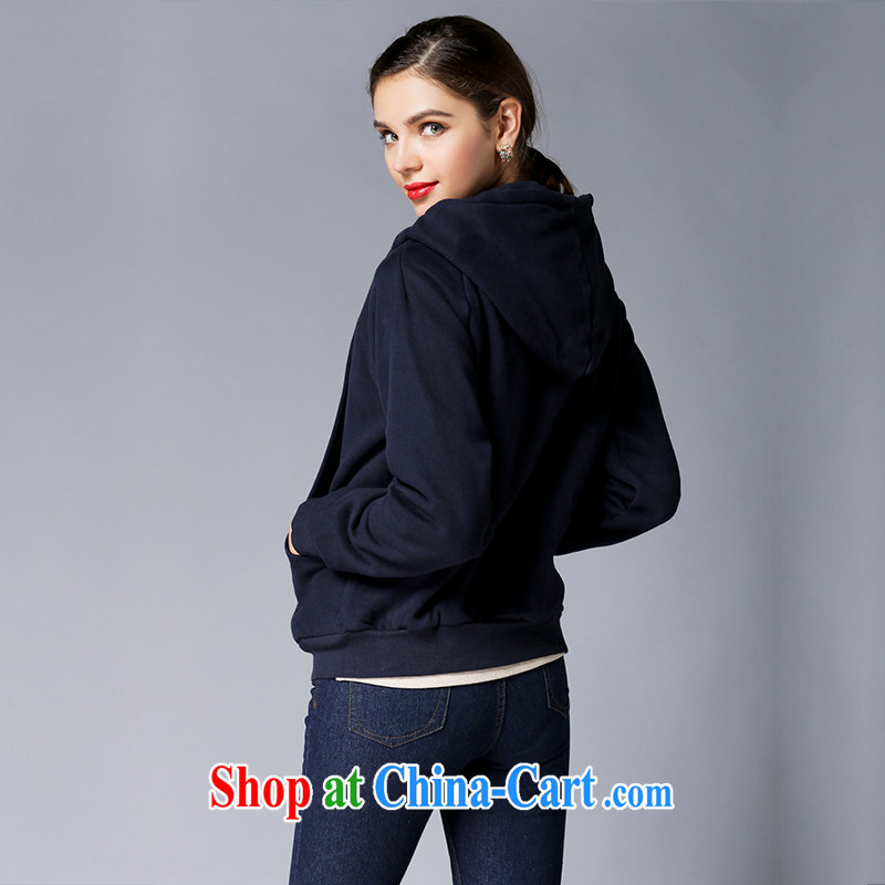 Connie's dream 2015 spring New, and indeed increase, women in Europe and America with high-end thick mm lint-free cloth and thick cap sweater girl jacket, s 1600 royal blue XXXL, Connie dreams, shopping on the Internet