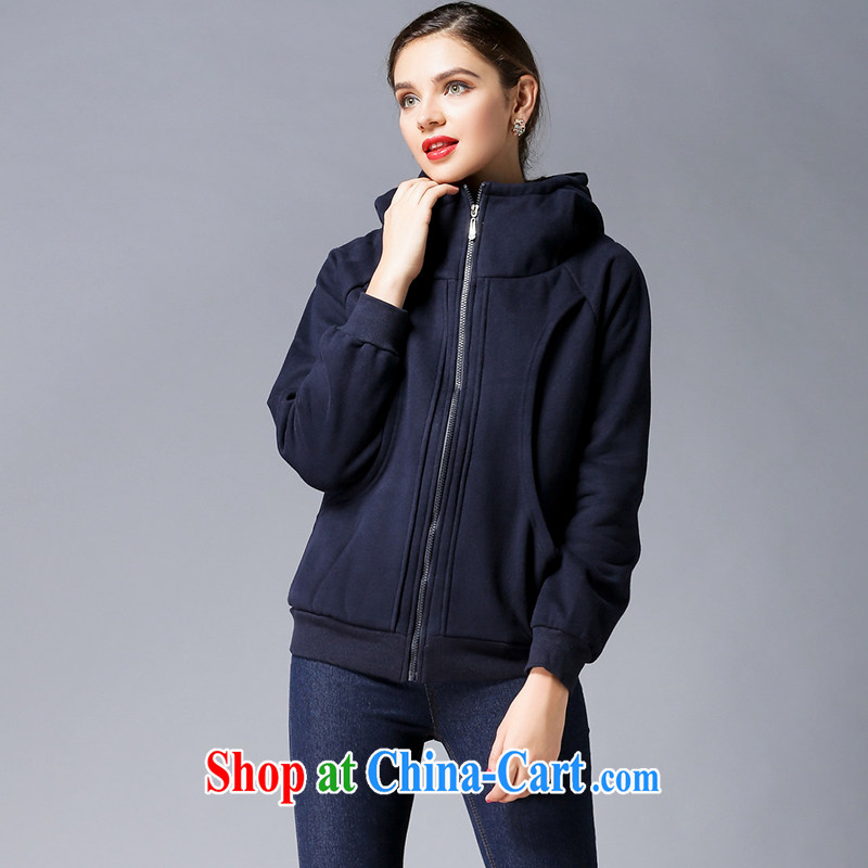 Connie's dream 2015 spring New, and indeed increase, women in Europe and America with high-end thick mm lint-free cloth and thick cap sweater girl jacket, s 1600 royal blue XXXL, Connie dreams, shopping on the Internet