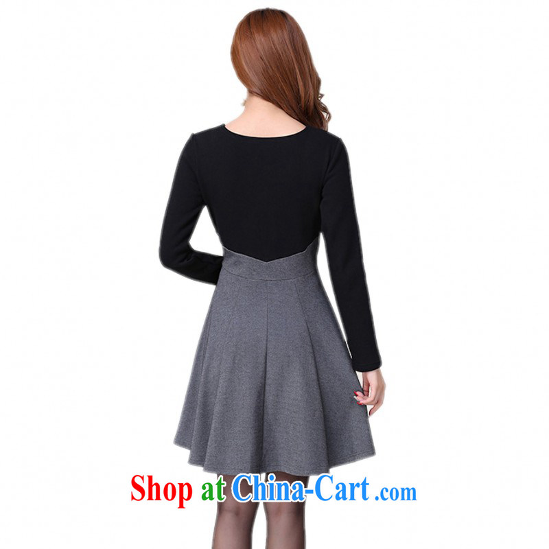 Constitution, the city is indeed increasing, stylish and simple round-collar spell-color dresses thick mm video thin-waist full with plush thick solid skirt OL black body the lint-free cloth 4 XL approximately 175 - 190 jack, constitution, Jacob (QIANYAZI), the Code women's clothing, and shopping on the Internet