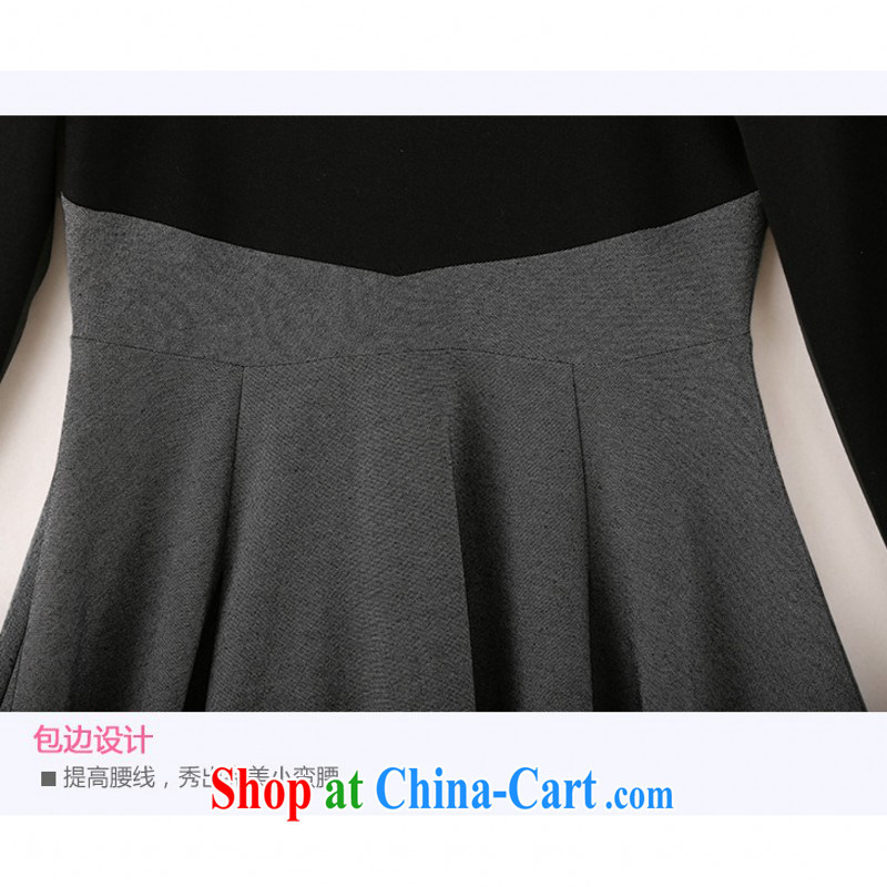 Constitution, the city is indeed increasing, stylish and simple round-collar spell-color dresses thick mm video thin-waist full with plush thick solid skirt OL black body the lint-free cloth 4 XL approximately 175 - 190 jack, constitution, Jacob (QIANYAZI), the Code women's clothing, and shopping on the Internet