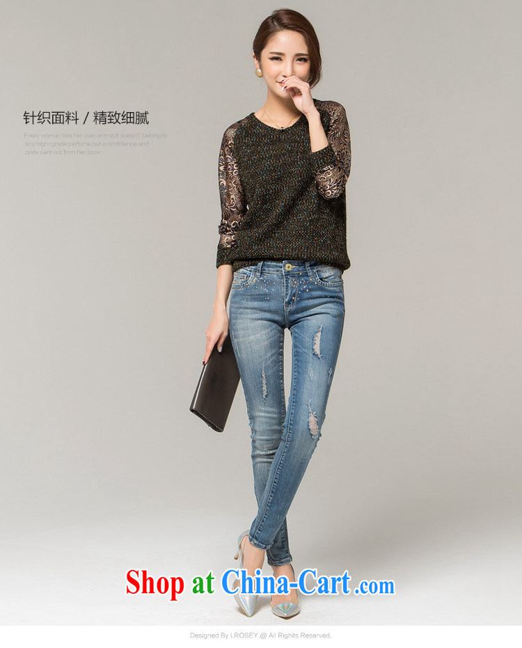 blue if the water increase, women 2015 spring new thick mm 100 ground round-collar lace cuff solid knit shirts and T-shirts fat package mail black XXXXL pictures, price, brand platters! Elections are good character, the national distribution, so why buy now enjoy more preferential! Health