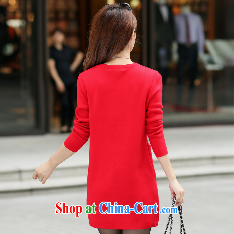 Well-being, and indeed did increase women's clothing sweaters skirts red pocket decorated dresses long sleeved shirt with skirt solid red 4 XL, better, online shopping