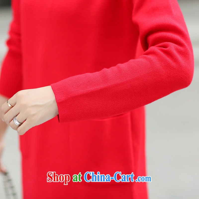 Well-being, and indeed did increase women's clothing sweaters skirts red pocket decorated dresses long sleeved shirt with skirt solid red 4 XL, better, online shopping