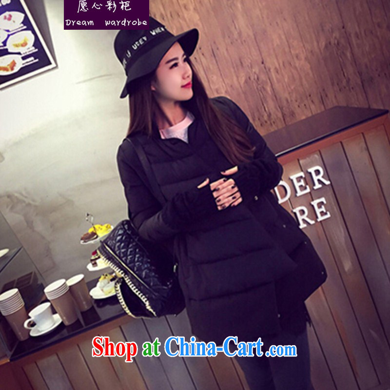 would like to heart Color cabinet 2014 autumn and winter, long, large, female high-collar warm cotton suit the Code women quilted coat jacket Korean coat jacket ll black XL, would like to heart colored container, shopping on the Internet