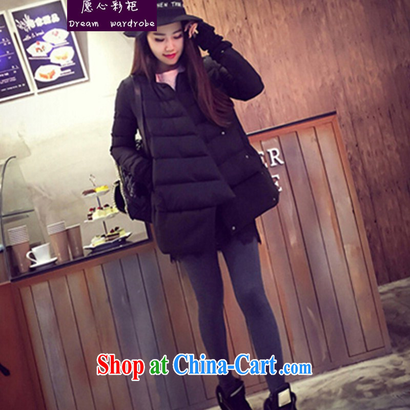 would like to heart Color cabinet 2014 autumn and winter, long, large, female high-collar warm cotton suit the Code women quilted coat jacket Korean coat jacket ll black XL, would like to heart colored container, shopping on the Internet