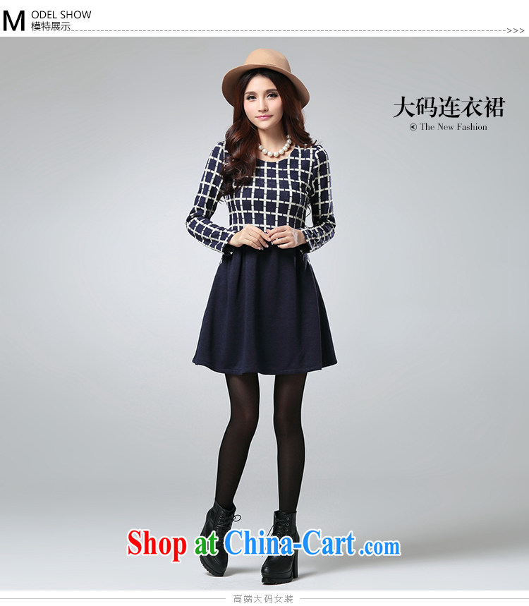 cheer for thick MM autumn and winter, the larger female Korean grid stitching and indeed increase, long-sleeved dress of the 2527 royal blue 5 XL pictures, price, brand platters! Elections are good character, the national distribution, so why buy now enjoy more preferential! Health