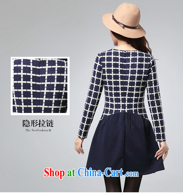 cheer for thick MM autumn and winter, the larger female Korean grid stitching and indeed increase, long-sleeved dress of the 2527 royal blue 5 XL pictures, price, brand platters! Elections are good character, the national distribution, so why buy now enjoy more preferential! Health