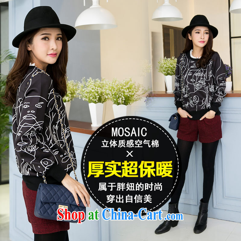 The honey and diverse thick mm maximum code female spring Korean version with an abstract, the stamp duty and graphics thin Lounge, Yi 9343 black XL code recommendations 120 140 jack, honey, and, shopping on the Internet
