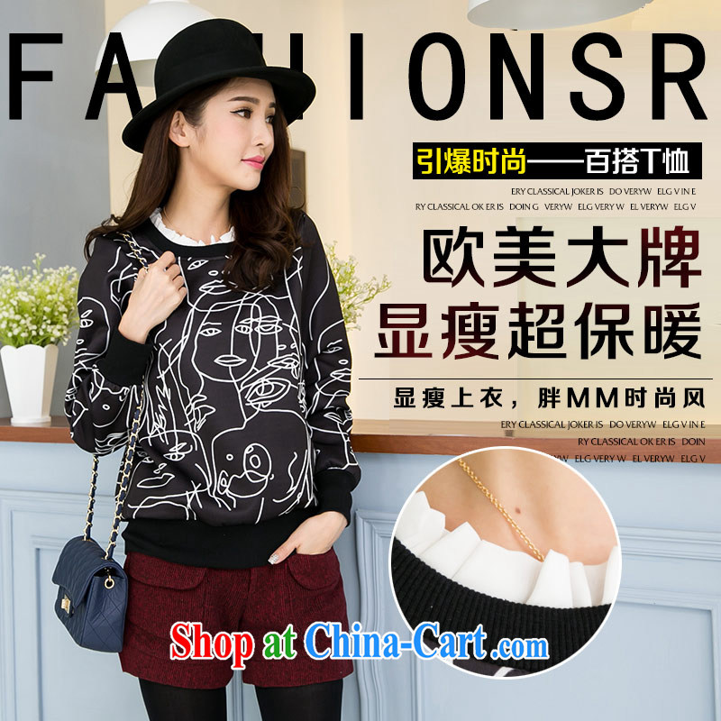 The honey and diverse thick mm maximum code female spring Korean version with an abstract, the stamp duty and graphics thin Lounge, Yi 9343 black XL code recommendations 120 140 jack, honey, and, shopping on the Internet