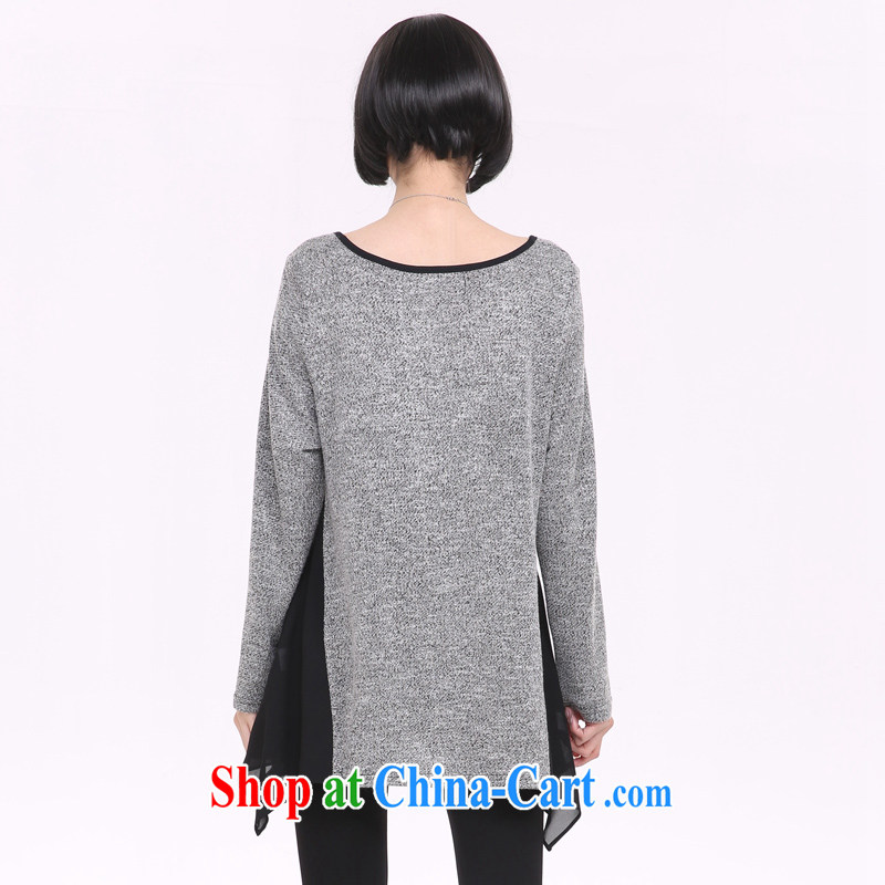 Mephidross has long honey, spring 2015 with new, and indeed increase, women mm thick, long, Korean stitching cotton loose long-sleeved shirt T 1319 large gray code 5 XL 200 jack, evergreens economy honey (MENTIMISI), online shopping