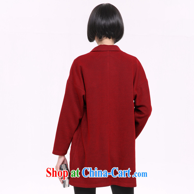 Mephidross economy honey, 2015 spring new and indeed increase, women mm thick Korean version, long, long-sleeved pin loose knit cardigan jacket 5201 red code 5 XL 200 jack, evergreens economy honey (MENTIMISI), online shopping