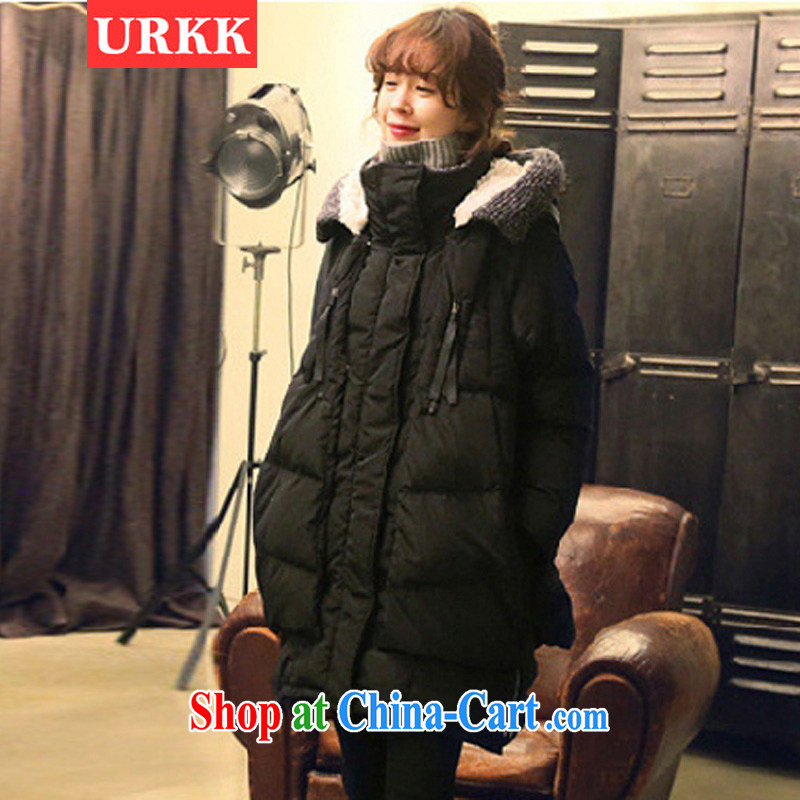 URKK 2014 winter clothing Korean version XL female military load, long cap jacket women black XXXL (165 - 180 ) jack, URKK, shopping on the Internet