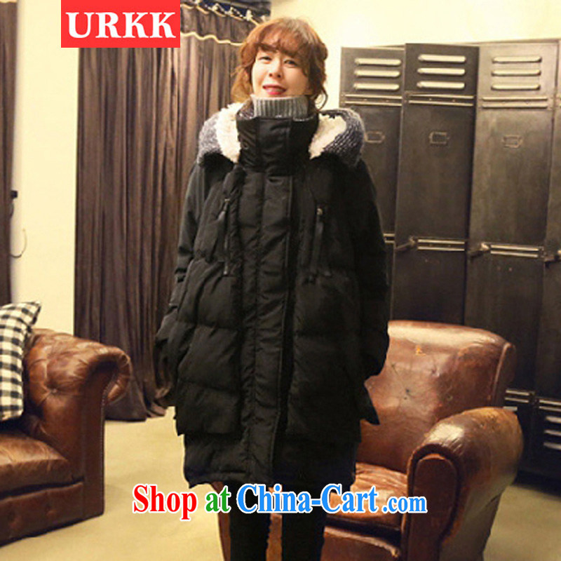 URKK 2014 winter clothing Korean version XL female military load, long cap jacket women black XXXL (165 - 180 ) jack, URKK, shopping on the Internet