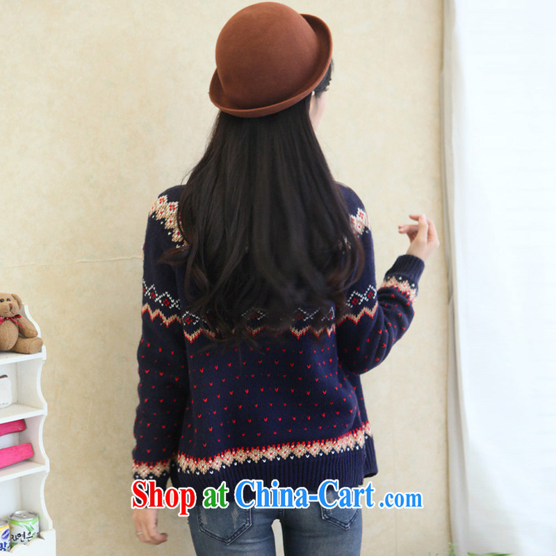 The 2015 code female spring, female fat sister Korean autumn 200Jack knitted sweater cardigan thick mm sweater jacket and indeed increase blue 3 XL (chest of 107 - 116) HAPPY HUT, shopping on the Internet
