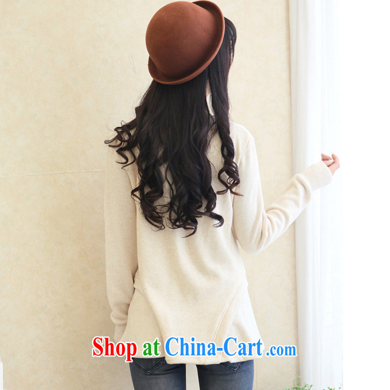 The 2015 code female spring Korean version long-sleeved video thin 200 Jack thick sister winter clothes and indeed XL solid shirt thick mm Princess a field version beige large code 3XL, HAPPY HUT, shopping on the Internet