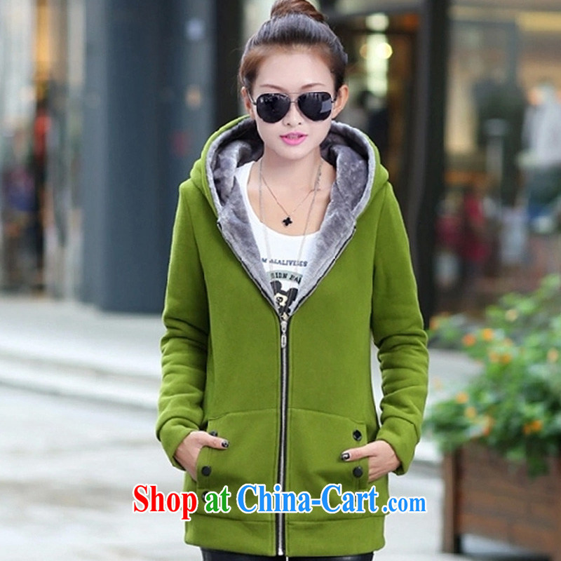 mary kay did you new female Korean version the lint-free cloth, long, large, sweater jacket Girls fall and winter thick cardigan F 3010 green XXXXL, Mary Kay you (mariakaini), online shopping