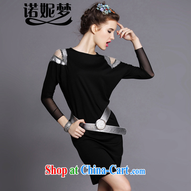 The Connie was a high-end European and American large Code women 2015 spring new mm thick, cultivating long-sleeved package and dresses G 203 black L