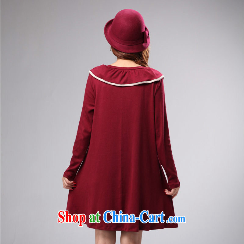 Hi Margaret slavery the code dress relaxed, with thick mm pregnant women with flouncing style dress with skirt D 31,239 wine red code 3 XL 190 - 220 jack wear, Hi Maria slavery, shopping on the Internet