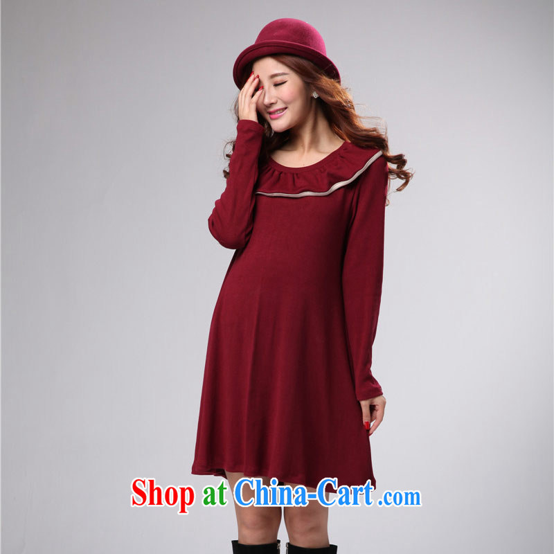 Hi Margaret slavery the code dress relaxed, with thick mm pregnant women with flouncing style dress with skirt D 31,239 wine red code 3 XL 190 - 220 jack wear, Hi Maria slavery, shopping on the Internet