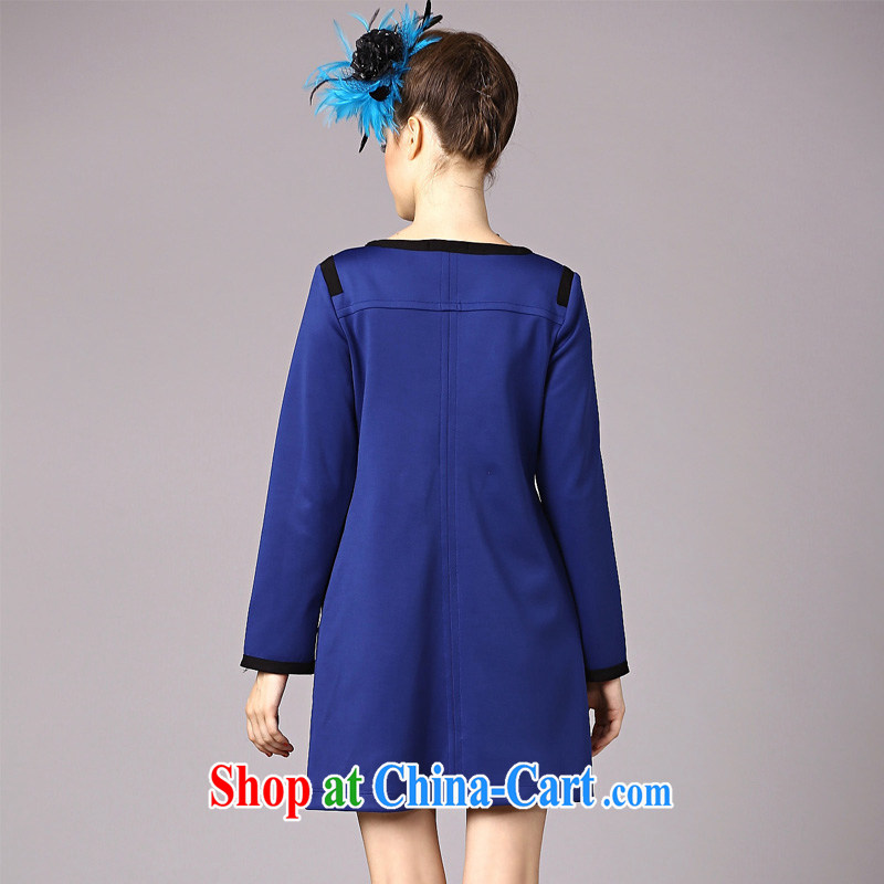 Connie's dream high-end European and American original style solid skirt the Code women 2015 spring new simple yet elegant beauty long-sleeved dresses G 208 blue XXXXXL, Anne's dream, the Code women's clothing, and shopping on the Internet