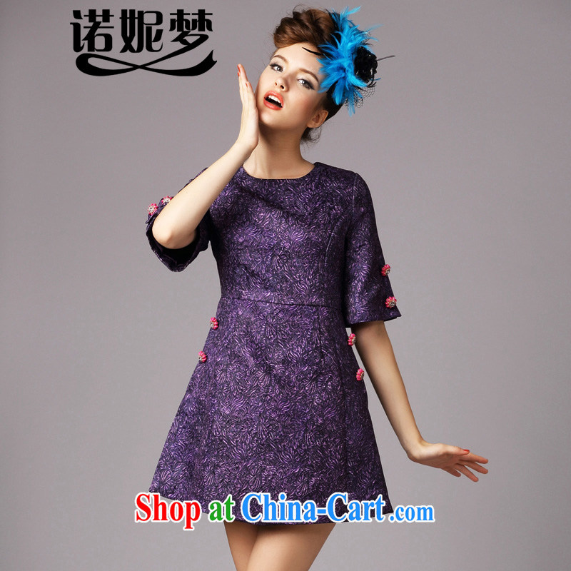 The Connie was a high-end European and American original the Code women 2015 spring new thick mm noble and elegant graphics thin beauty dresses G 215 purple XXXXXL
