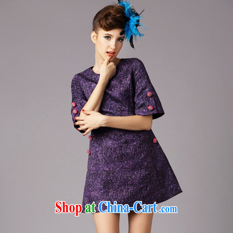 Connie's dream high-end European and American original the Code women 2015 spring new thick mm noble and elegant graphics thin beauty dresses G 215 purple XXXXXL, Anne's dream, shopping on the Internet