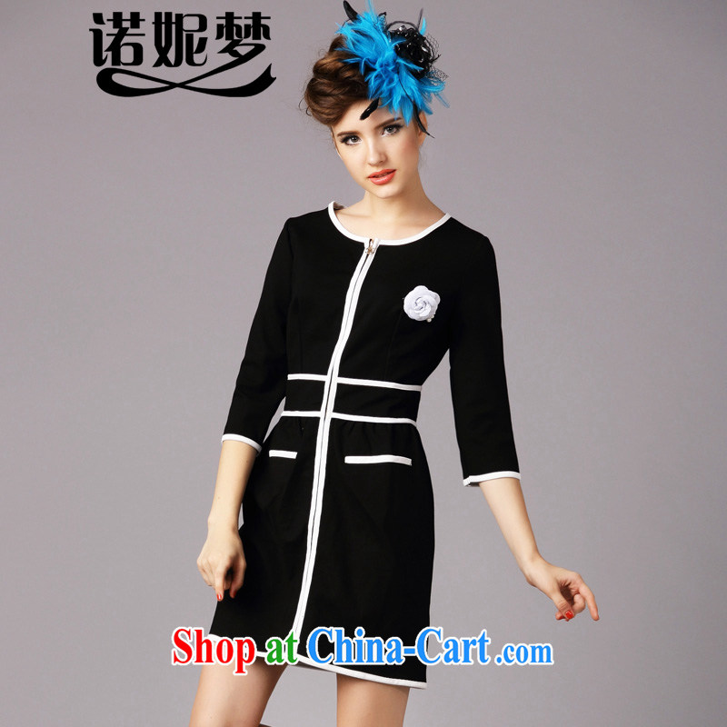 The Connie was a high-end European and American original small fragrant winds, female 2015 spring new thick mm elegance beauty dresses G 217 black XXXXXL