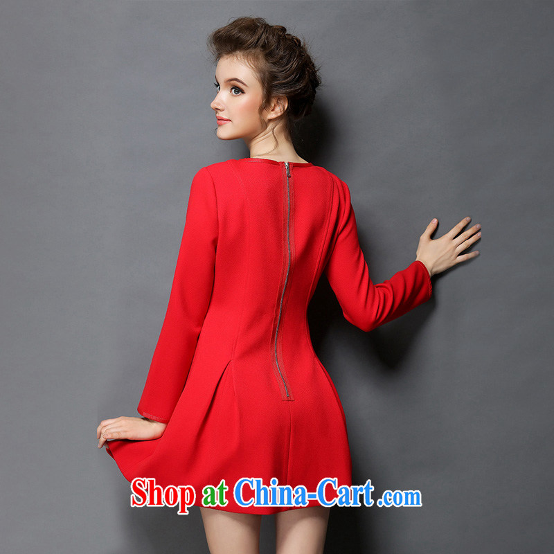 The Connie was a high-end European and American original winter dresses solid skirt and indeed increase, women with emphasis on cultivating mm video thin long-sleeved dresses + with belt G 615 red XXXXXL, Connie dreams, shopping on the Internet