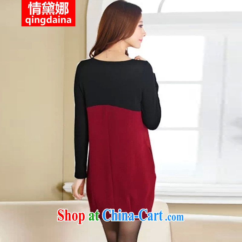 and Diana, autumn and winter, the Korean version thick MM temperament with a pocket size code female with cotton and lint-free cloth thick dresses FF 888 maroon XXXXL, Diane (QINGDAINA), online shopping