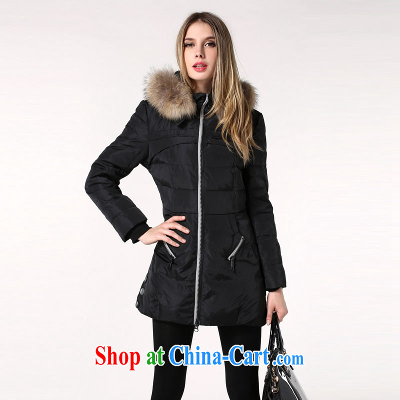 Goss (GOSY) 2014 winter clothing new, larger women's coats pure colors collar cap jacket black XXXL, Al Gore, (GOSY), shopping on the Internet