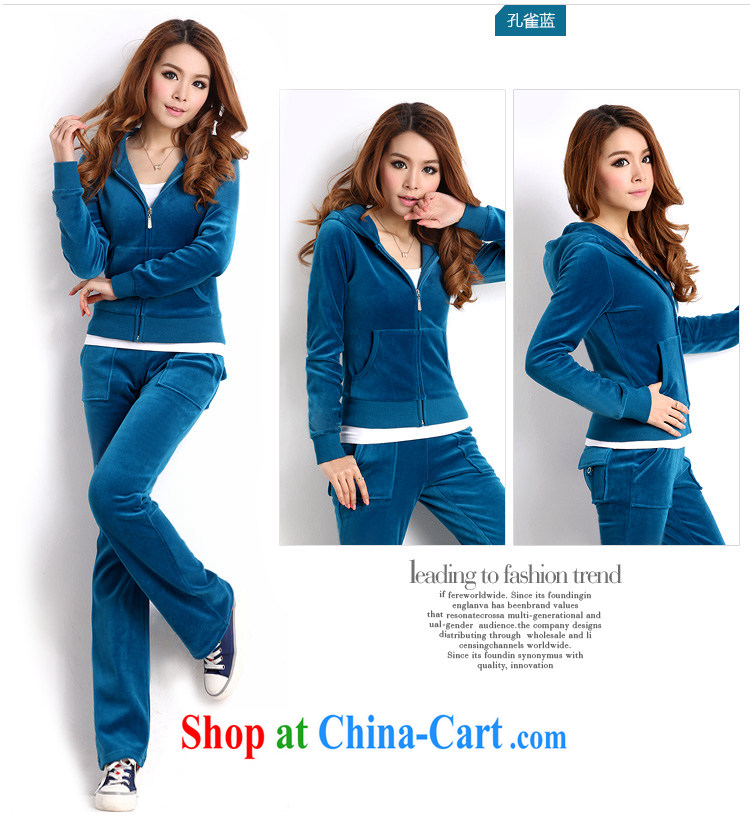 Tian Xia Di Yi Road 2014 autumn and winter, the larger female Korean version, clothing, velvet sport and leisure service kit female Peacock Blue XXL pictures, price, brand platters! Elections are good character, the national distribution, so why buy now enjoy more preferential! Health