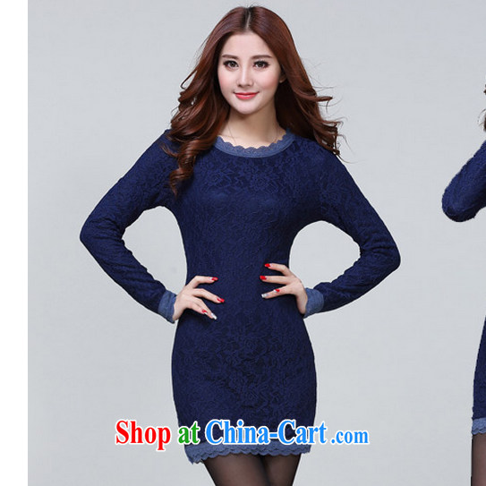 Vicky Ling Song 2014 new winter clothing solid dresses female beauty package and thicken the lint-free cloth solid long-sleeved T-shirt dresses, winter 1218 L dark blue XXXL pictures, price, brand platters! Elections are good character, the national distribution, so why buy now enjoy more preferential! Health
