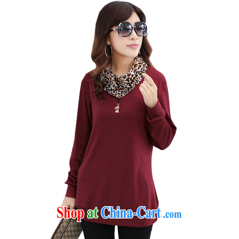 To better fall and winter New solid T-shirt girls long-sleeved larger women mm thick Korean version the lint-free cloth thick graphics thin T pension 200 Jack Leopard stacks for wine red 3XL for 155 - 165 jack, better, online shopping