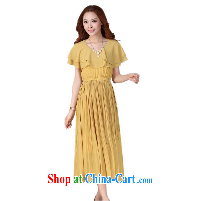 The delivery package mail as soon as possible is the XL stylish beach skirt Korean bare shoulders flouncing round-collar short-sleeve snow woven 100 hem skirts large graphics thin holiday dress light blue 4 XL, land is the clothing, shopping on the Internet