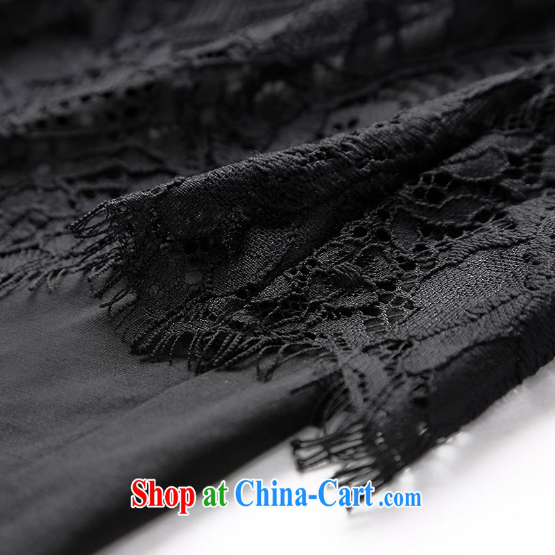 MSSHE XL girls 2015 new summer Korean lace stitching leave of two part 100 solid ground on pants and skirts pants 2557 black T 5, Susan Carroll, Ms Elsie Leung Chow (MSSHE), online shopping
