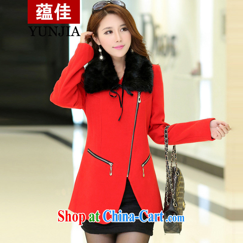 To better the Code women are guaranteed 2014 winter clothing new jacket, thick MM plus is indeed increasing, female Korean version loose hair for hair that coats jacket female Red 6 XL