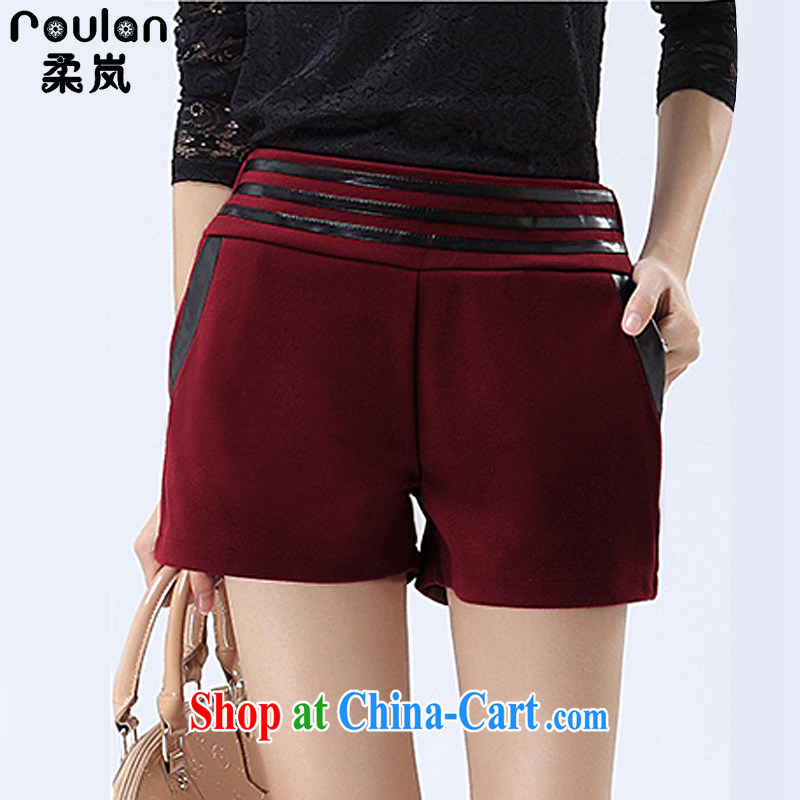 Sophie was indeed the XL thick MM 2015 spring and summer new women new explosions, solid-colored beauty graphics thin leisure shorts girls 1170 wine red 5 XL