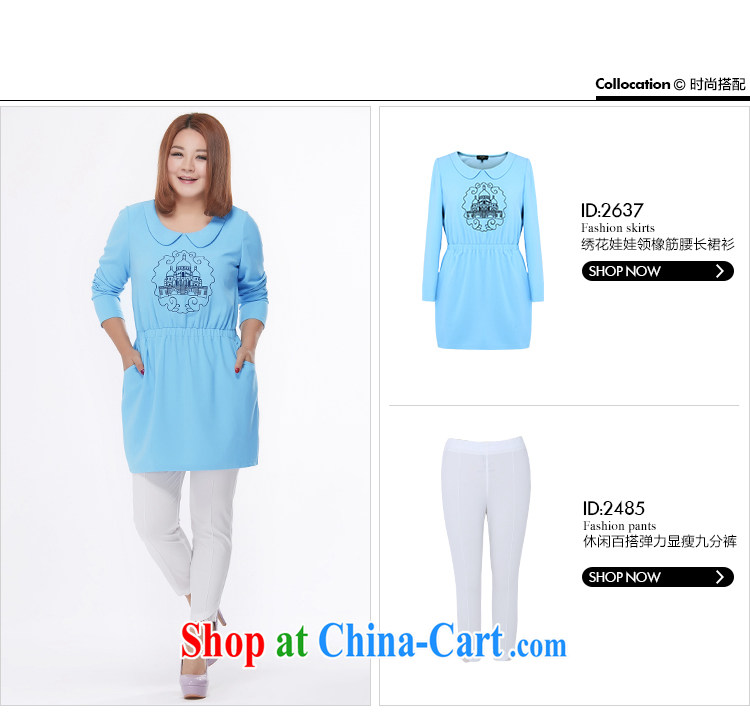 MSSHE XL ladies' 2015 spring thick MM skirts shirts T shirt graphics thin T-shirt package and clearance 2637 blue 4 XL pictures, price, brand platters! Elections are good character, the national distribution, so why buy now enjoy more preferential! Health