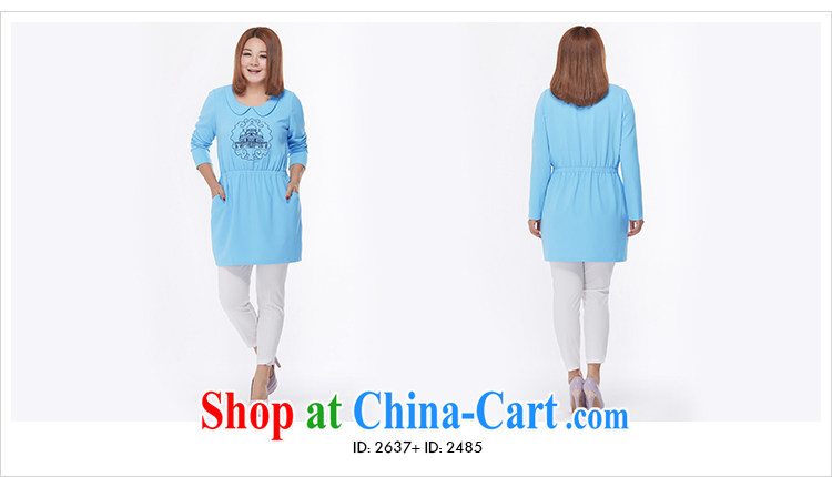 MSSHE XL ladies' 2015 spring thick MM skirts shirts T shirt graphics thin T-shirt package and clearance 2637 blue 4 XL pictures, price, brand platters! Elections are good character, the national distribution, so why buy now enjoy more preferential! Health