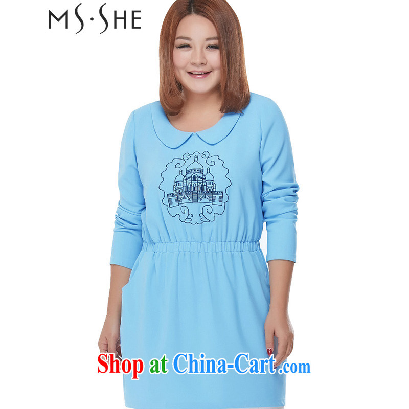 MSSHE XL ladies' 2015 spring thick MM skirts shirts T shirt graphics thin T-shirt package and clearance 2637 blue 4 XL