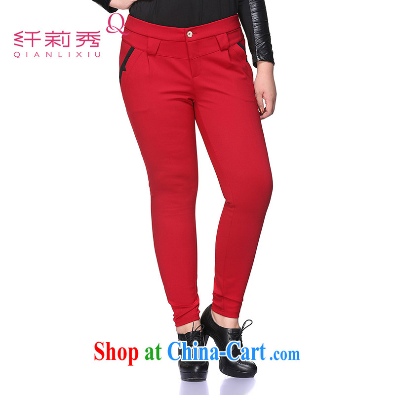 Slim LI Sau 2014 autumn and winter new larger female stretch pencil trousers castor pants 100 ground pants Q 6656 red 5 XL