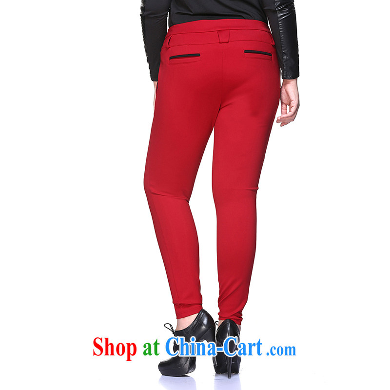 Slim LI Sau 2014 autumn and winter new, larger female stretch pencil trousers castor pants 100 ground pants Q 6656 red 5 XL, slim Li-su, and shopping on the Internet