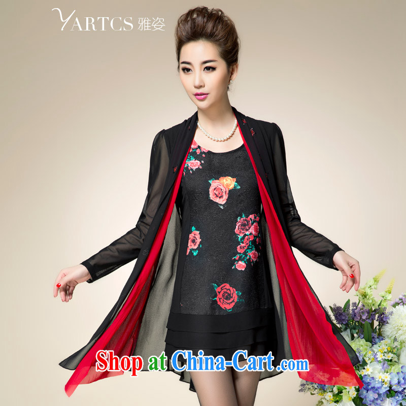 Colorful, larger women mm thick spring 2015 new Korean video thin thick sister leave of two garment black 4XL